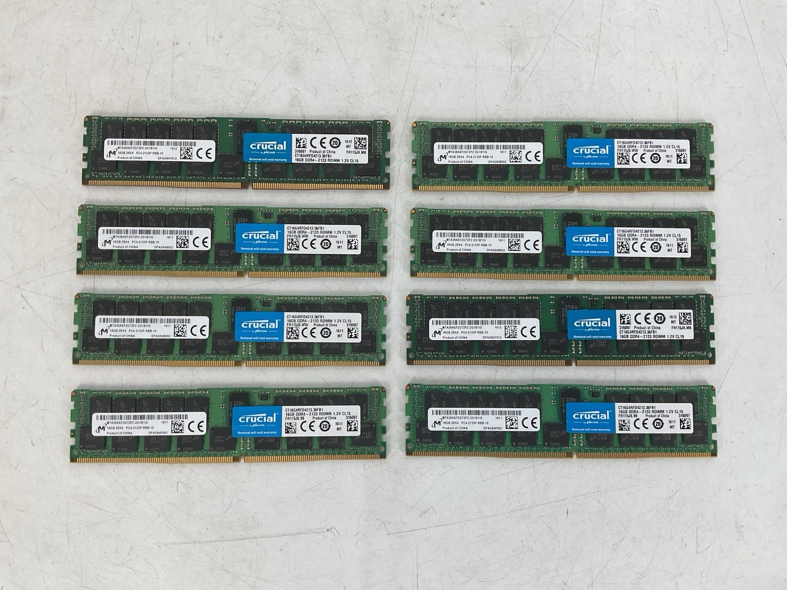 LOT OF 8 Crucial 16GB DDR4-2133 ECC RDIMM Server RAM 128GB CT16G4RFD4213