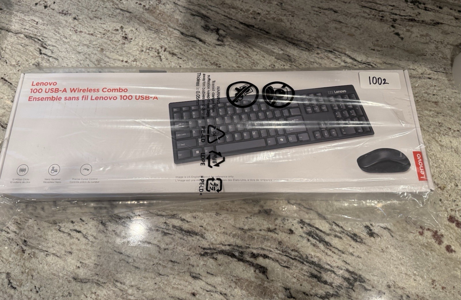 Lenovo 100 Wireless Keyboard and Mouse Combo – Cordless Set USB Black New