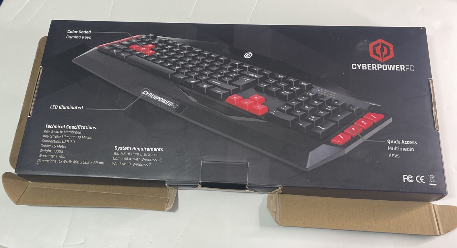 Cyberpower Pc Gaming Keyboard Multimedia USB Tested Open Box Black