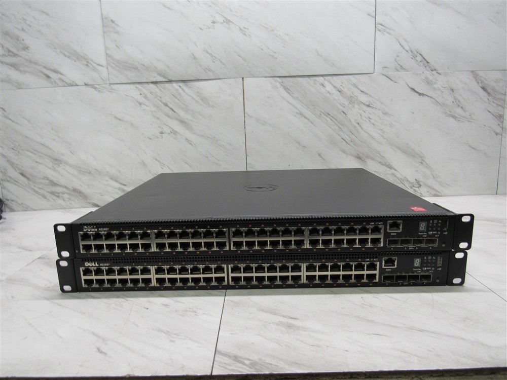 Lot of 2 Dell N1548P 48-Port PoE Gigabit Ethernet Network Switch w/ Rack Ears