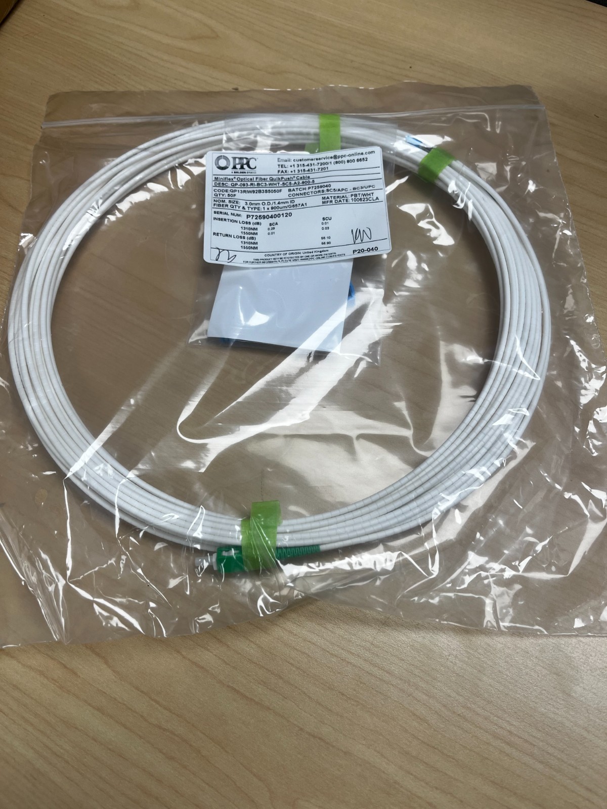 Belden PPC  Miniflex 50 foot, Optical Fiber QuikPush Cable, new