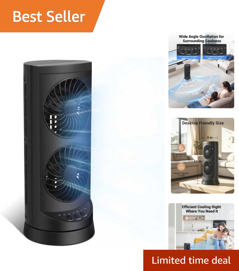 Compact Oscillating Tower Fan - Energy Efficient with 3 Speed Settings
