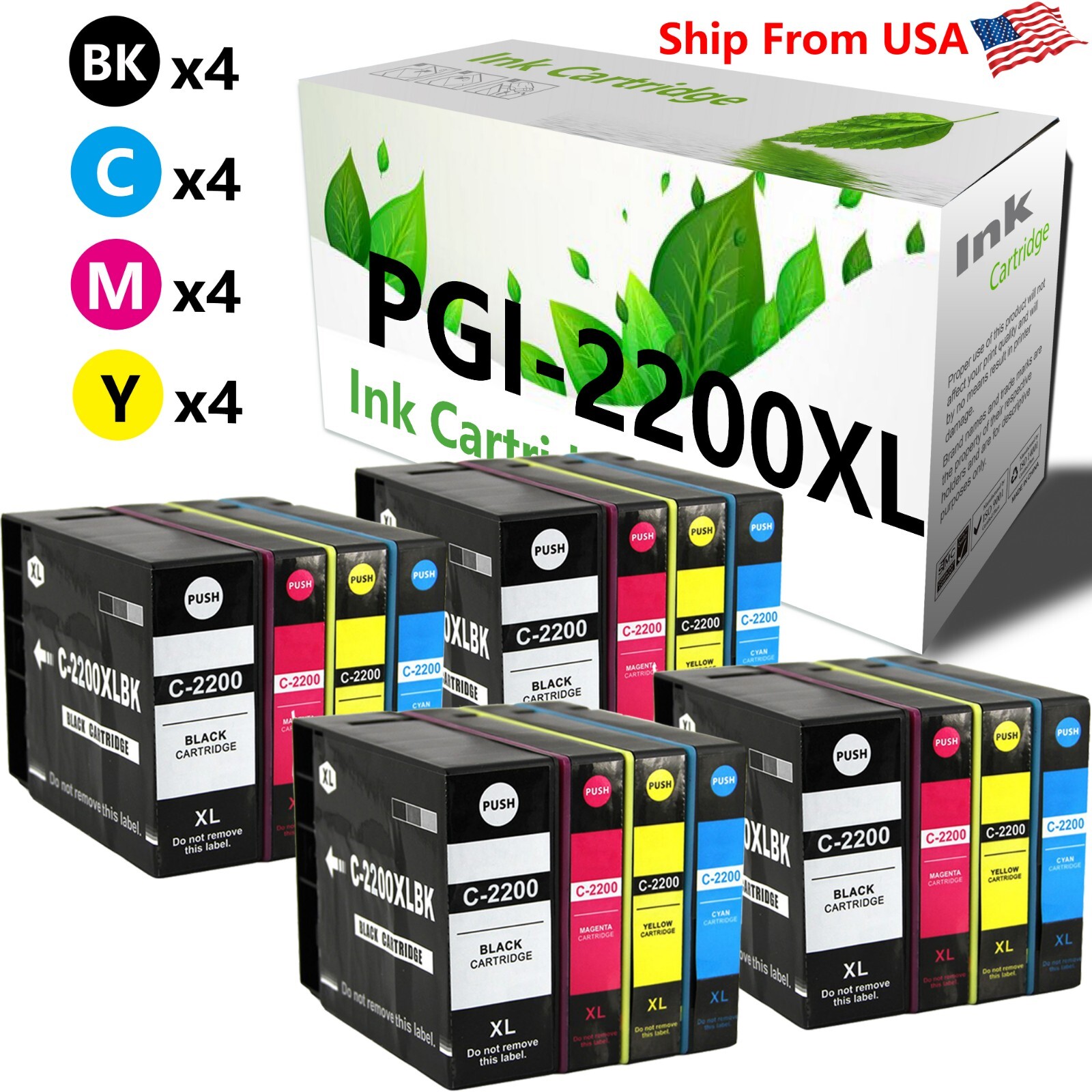 16PK PGI-2200 PGI2200 Ink Cartridge 2200XL for MB5320 MB5420 iB4020 Printer