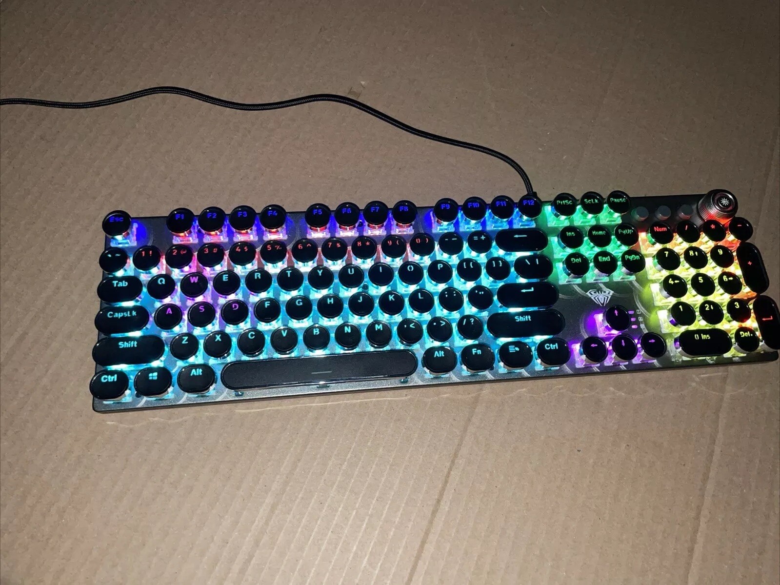 AULA F2088 Typewriter Style Mechanical Gaming Keyboard Rainbow LED + Wrist Rest