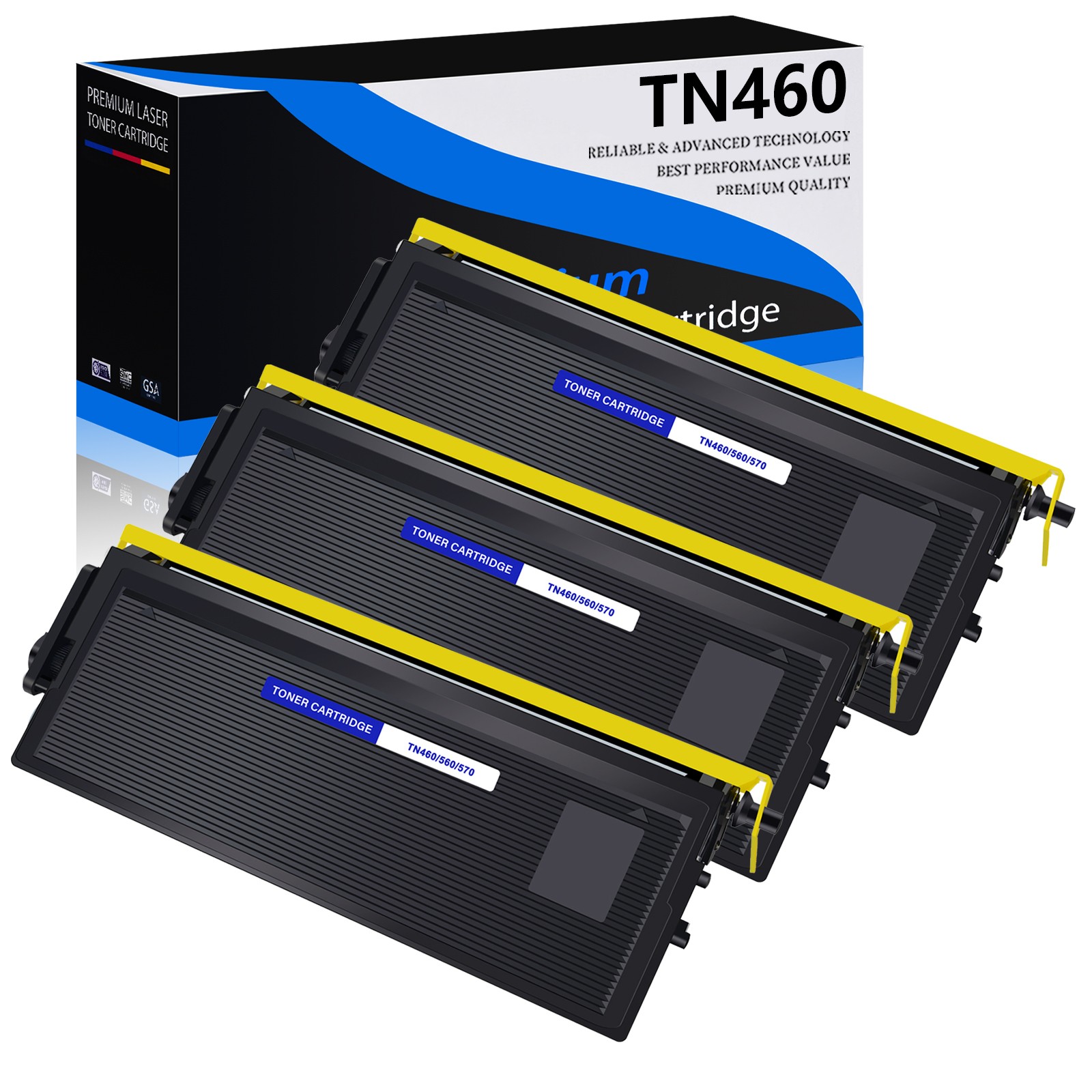 3PK High Yield TN460 Toner for Brother TN-460 HL-1030 HL-1230 HL-1240 HL-1250