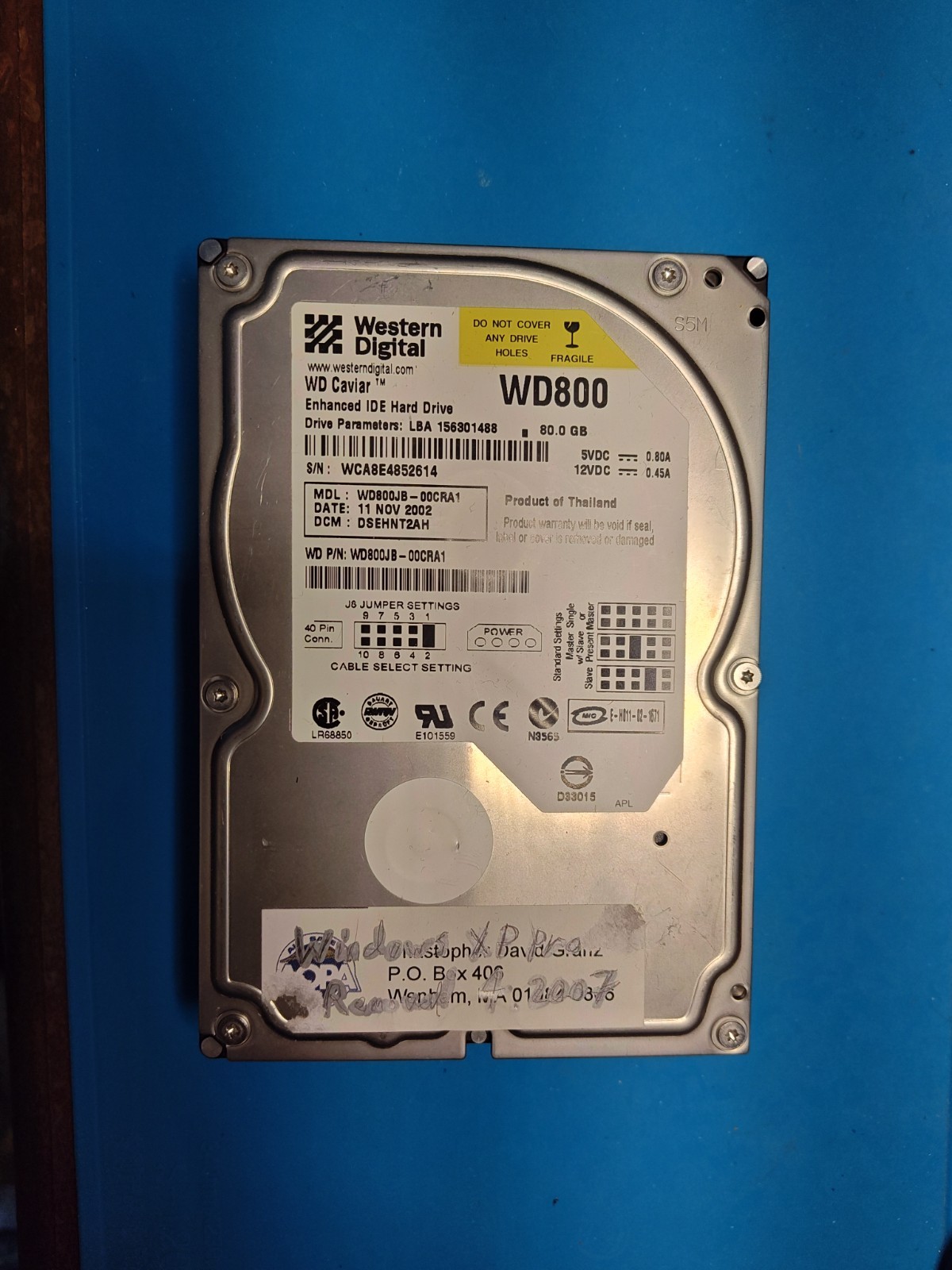 Western Digital Caviar Blue 80GB Internal 7200RPM 3.5" (WD800JB) HDD