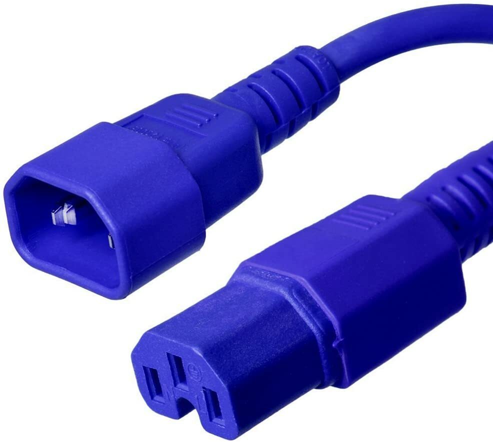 20 PACK LOT 2ft IEC C14 - C15 Blue Power Cord 14AWG 15A/1875W 100-250V 0.6M
