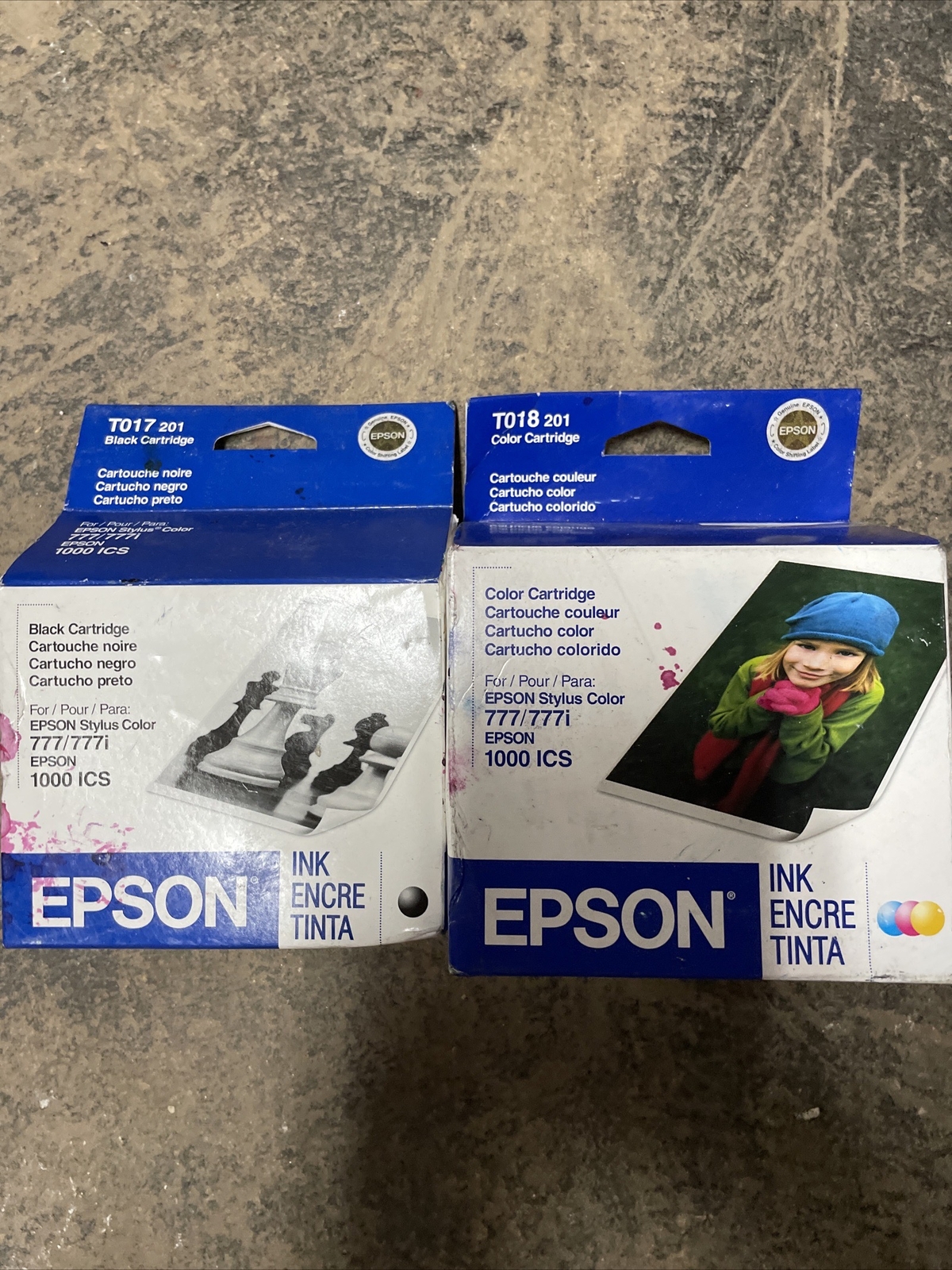 2pk Genuine Epson T017/T018 Black  Ink 17/18 Stylus 777i 1000 ICS 777 Expired 14