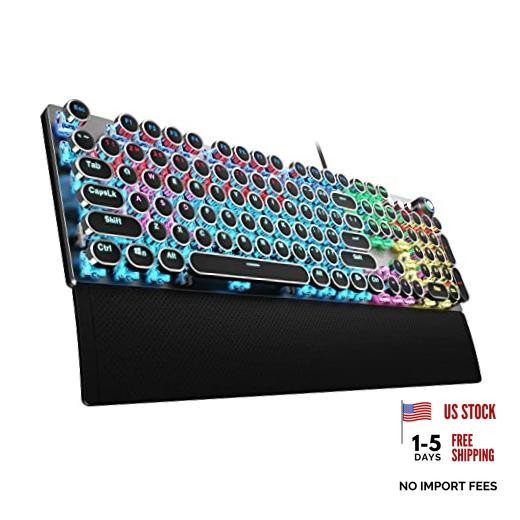 F2088 Typewriter Style Mechanical Gaming Keyboard Black | Clicky Blue Switches
