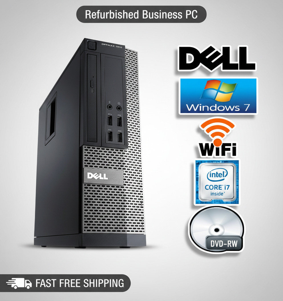 Dell i7 Desktop Computer PC | up to 32GB RAM, 3TB SSD | Windows 7 | WiFi
