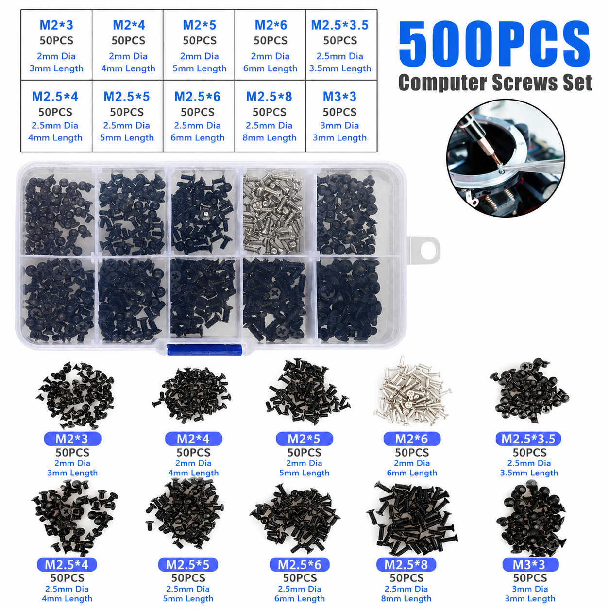500Pcs Set Laptop Computer Screws Set For HP Dell Lenovo Sony Toshiba SAMSUNG