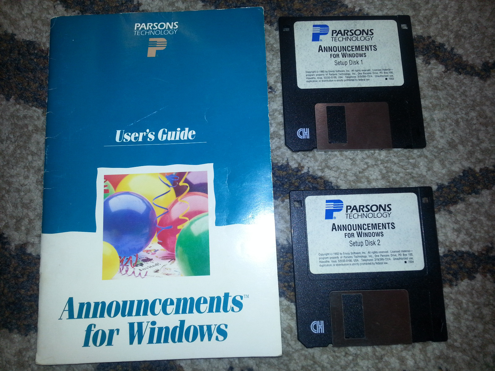 ANNOUNCEMENTS FOR WINDOWS Computer 3.5 Floppy Disk CLIP ART COMPLETE Cards etc.