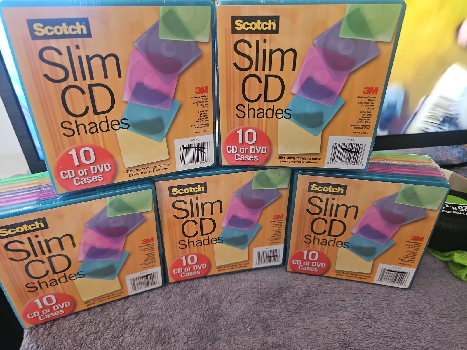 (5) VINTAGE SCOTCH 3M SLIM CD / DVD SHADES / CASES SEALED ~ 10 Pack ~ AV160- NEW