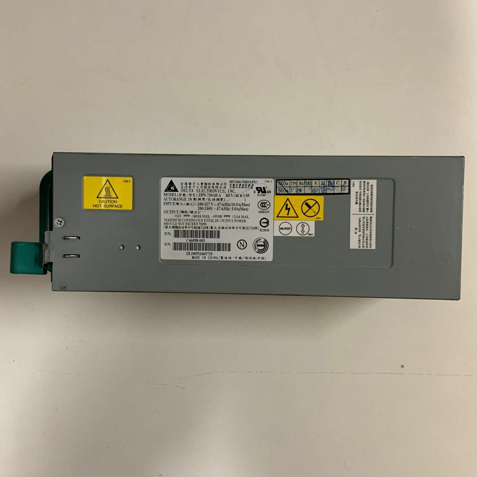 Genuine DELTA Electronics DPS-730AB A Server Power Supply 730 W C46098-005 