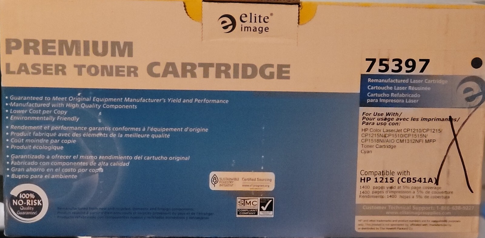 Elite Image 75397 Toner for HP (CB541A) Cyan