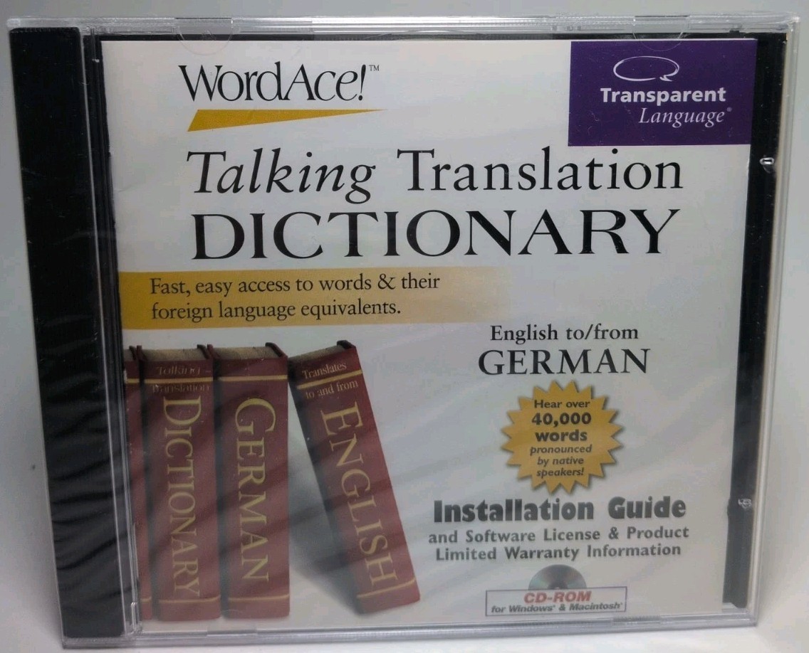 Word Ace Talking Dictionary English/German CD ROM WIN/MAC Brand New B705