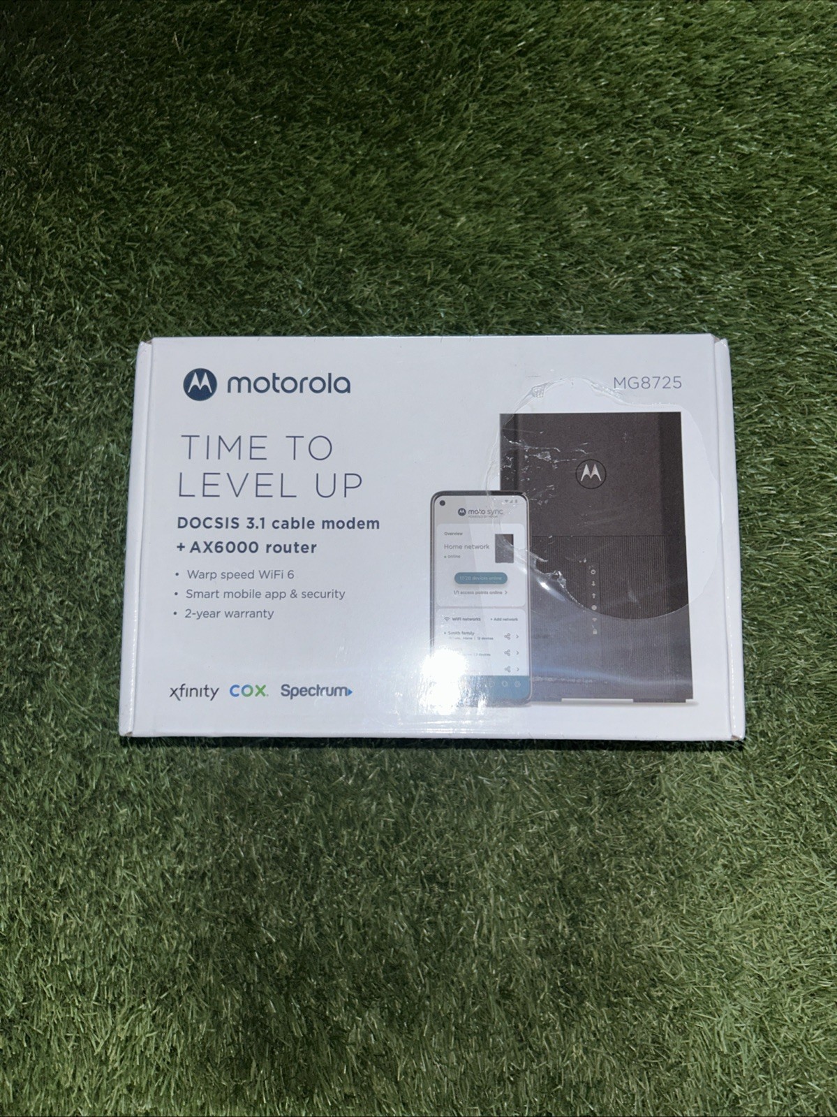 Motorola MG8725 WiFi 6 Router + Multi-Gig Cable Modem | 2-in-1 Device | Black 