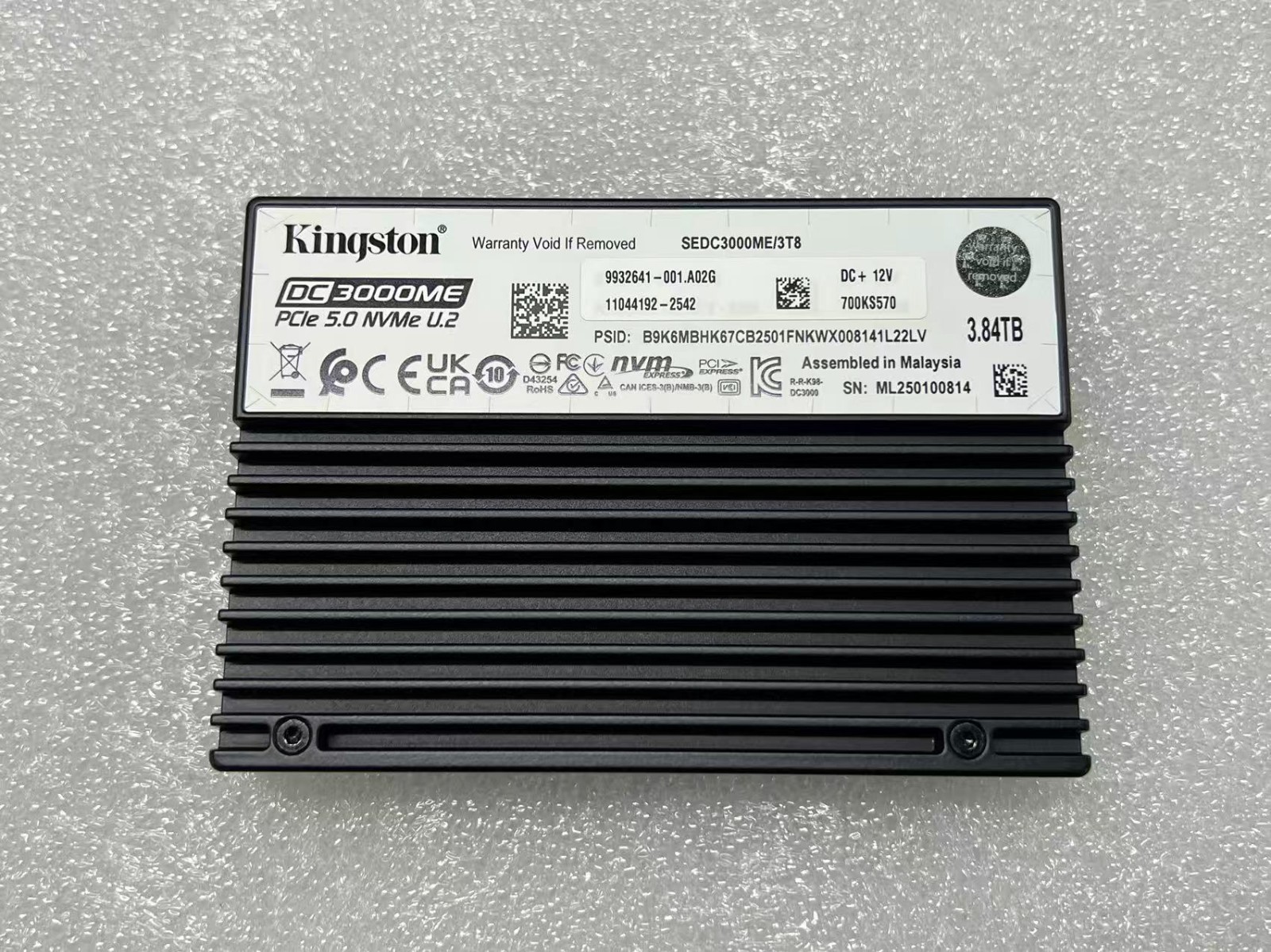 NEW KINGSTON SEDC3000ME/3T8 3.84TB TLC PCIE 5.0 NVME U.2 2.5 in SFF DC3000ME SSD