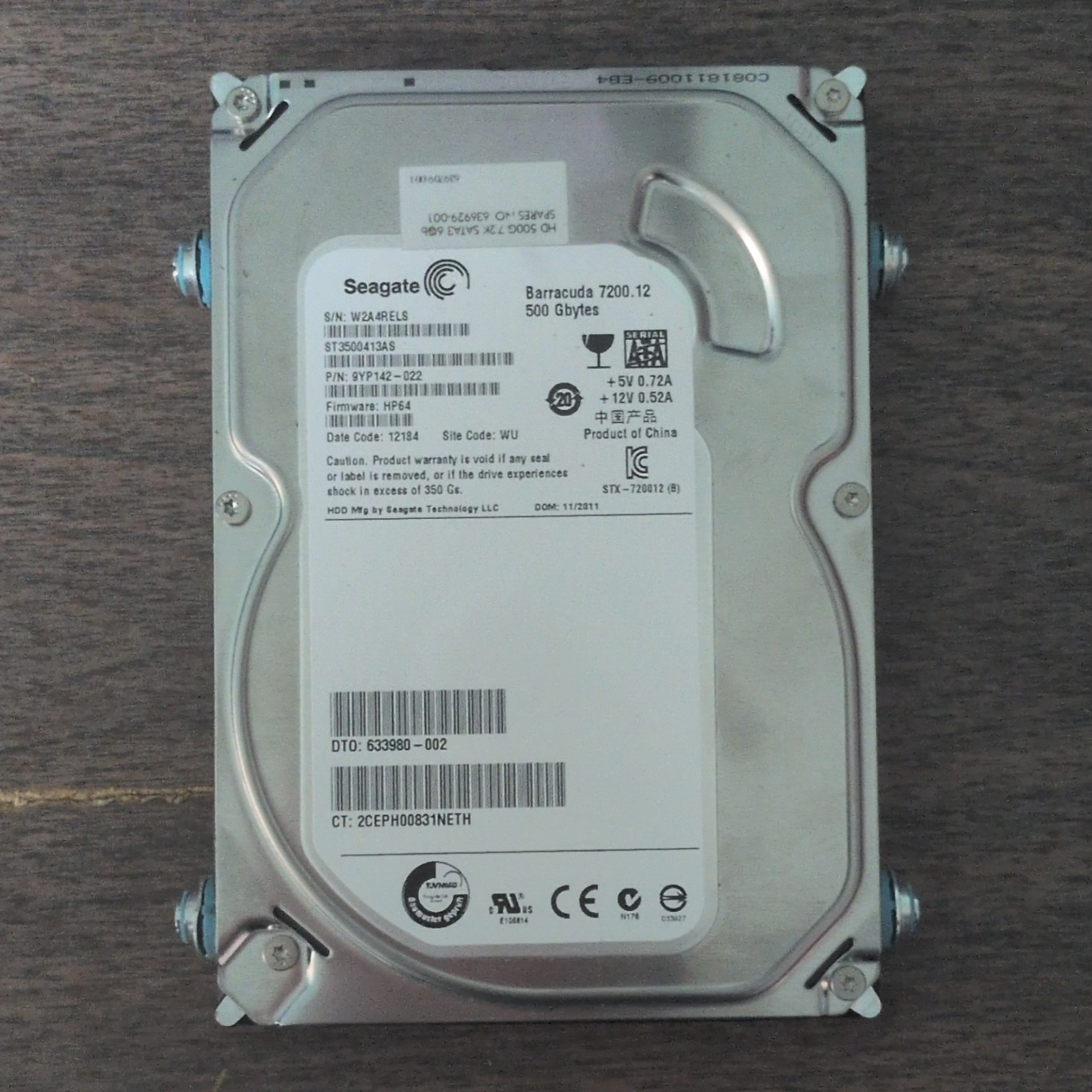 Seagate Barracuda 7200.12 500GB SATA 7200RPM 3.5" 16MB HDD ST3500413AS
