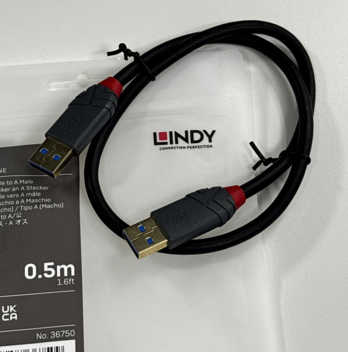 Lindy USB 3.2 Type A to A Cable (Anthra Line), 0.5m - 36750