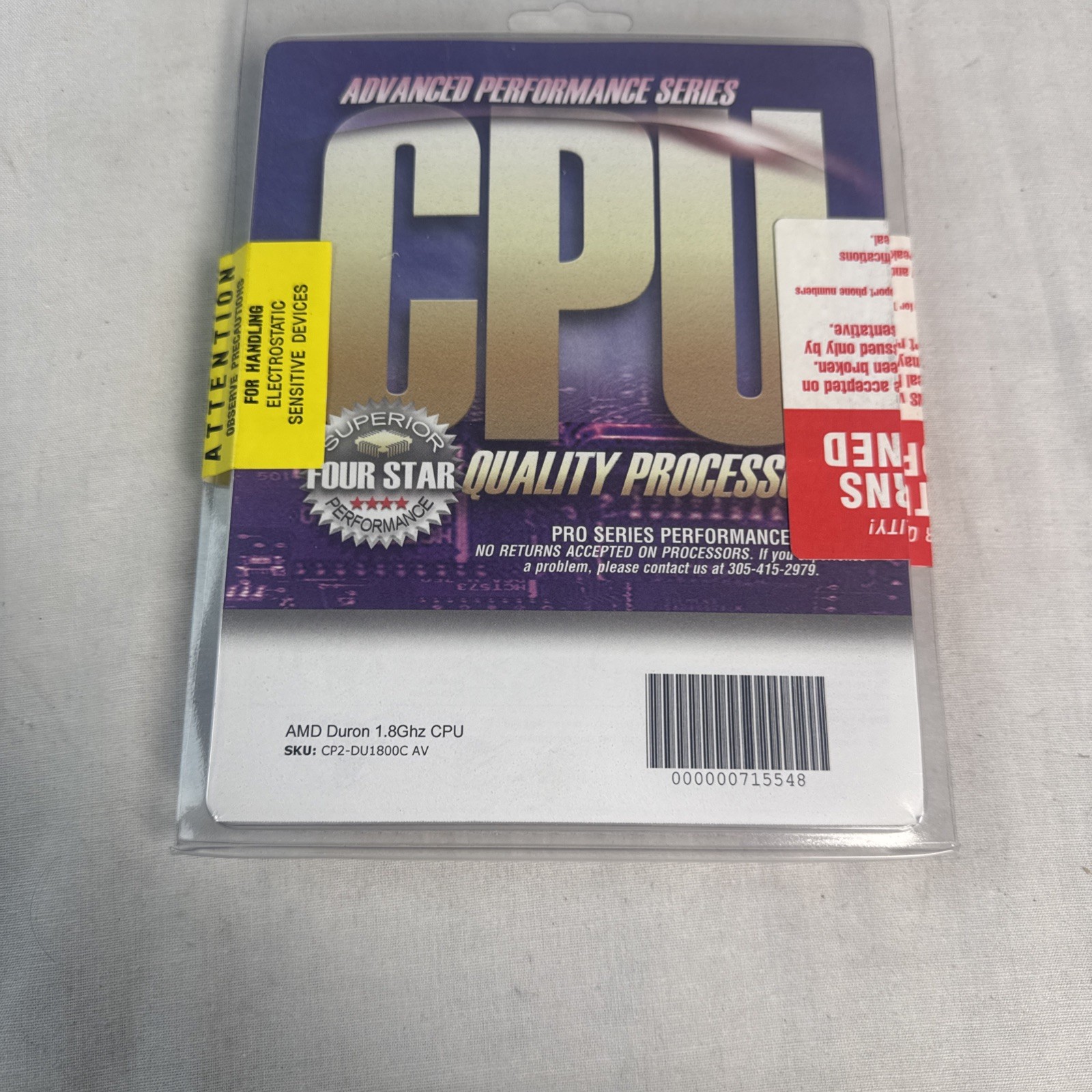 Advanced Performance Series CPU AMD Duron 1.8GHz CPU Processor NEW IN PACKAGE 