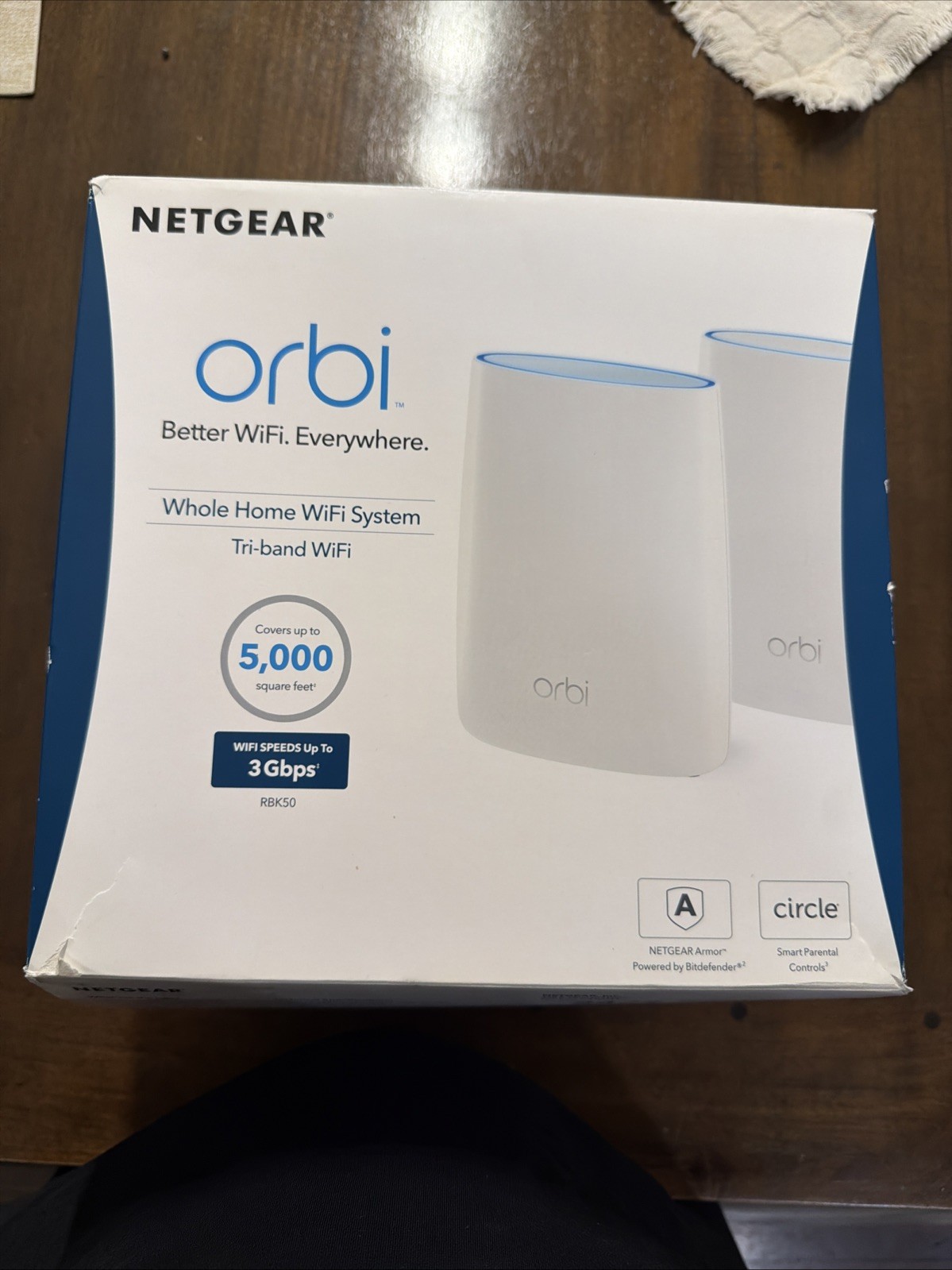 Netgear Orbi RBK50 Tri-Band Whole Home WiFi Router & Satellite System 5,000 Sqft