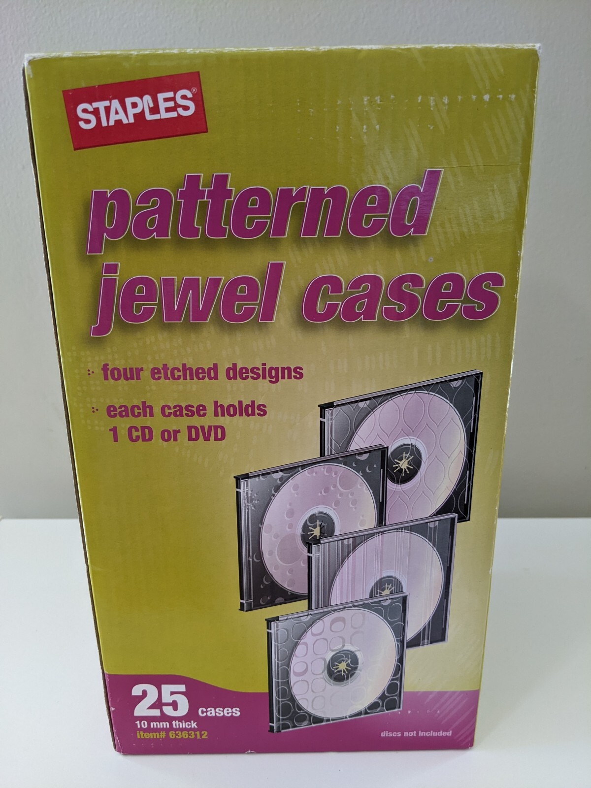 Staples Brand 25-Pack Patterned Jewel Cases For CD DVD Blu-ray Discs Game Discs