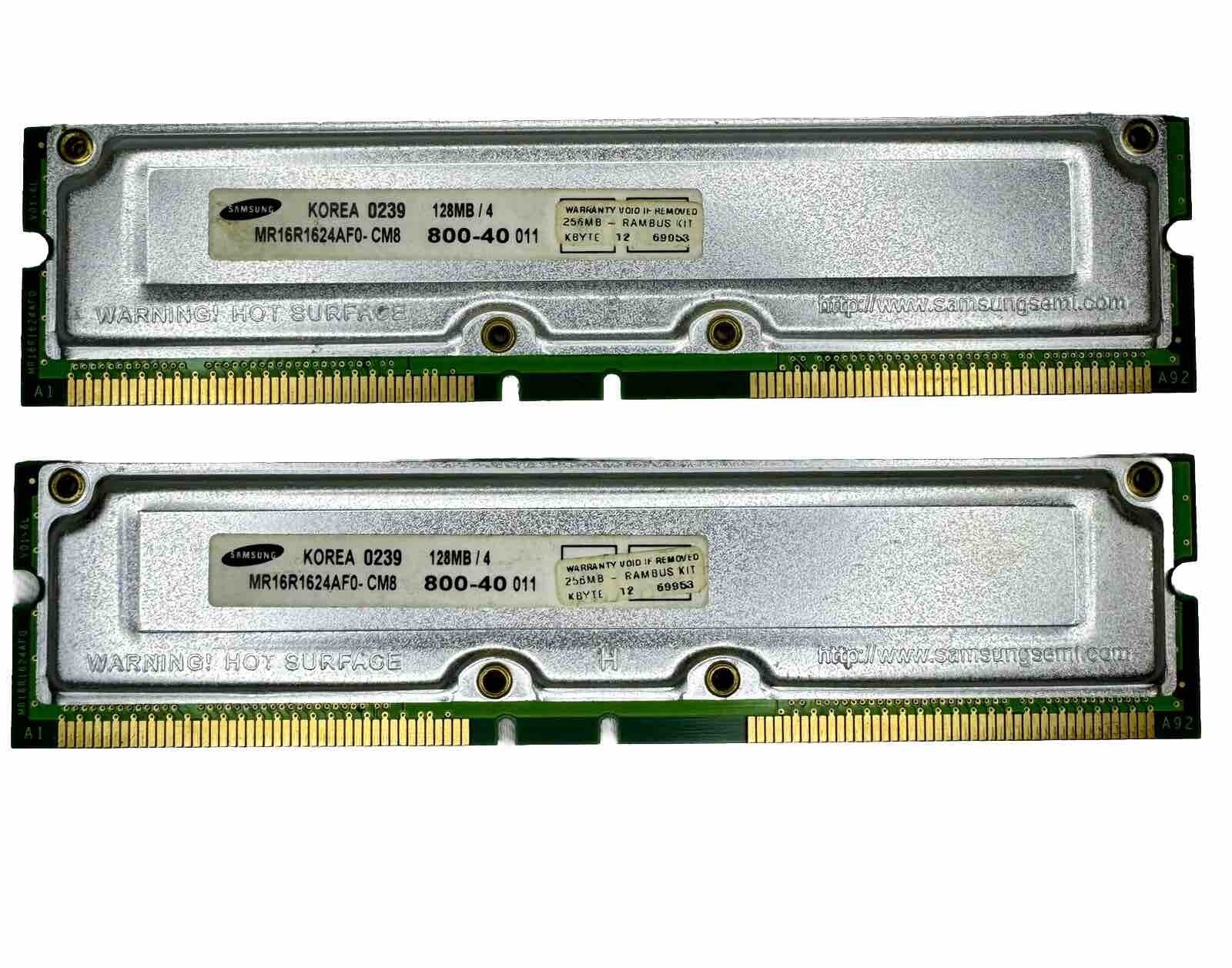 2 Samsung MR16R1624AF0 CM8 128MB PC800 RDRAM Untested