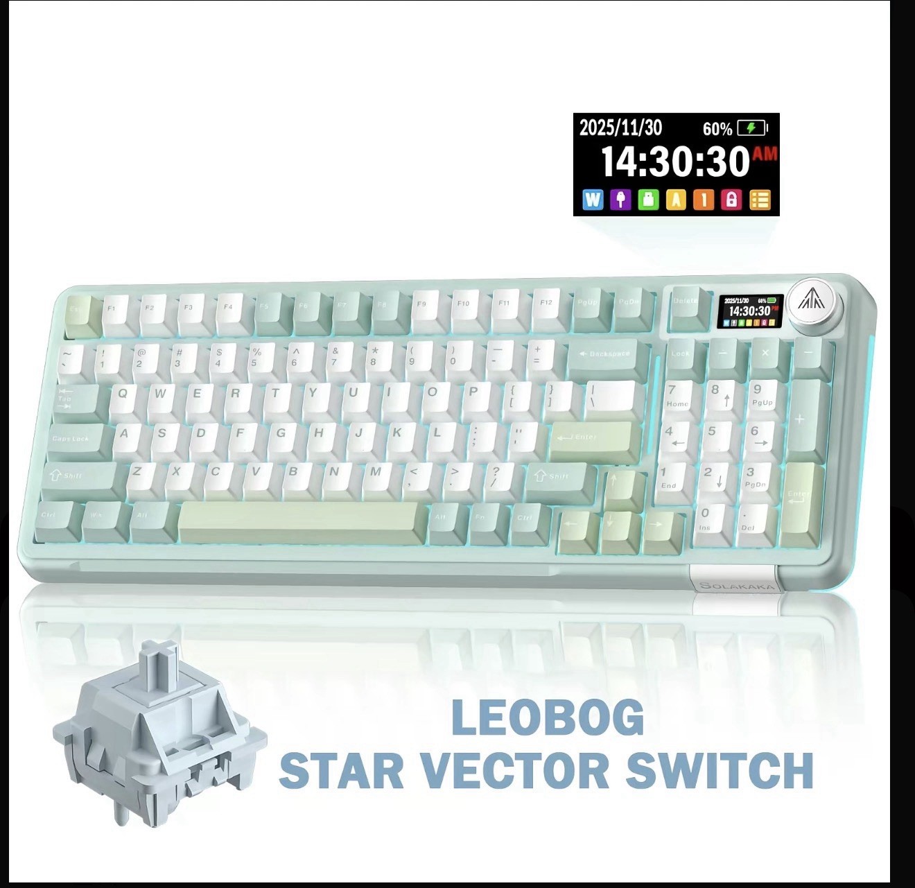 Solakaka A99 Pro Wireless Mechanical Keyboard Tri-Mode RGB Mint Green