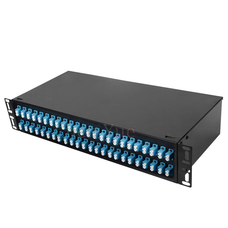 48 Port Rack Mount Fiber Termination Box Patch Panel ODF 96 Cores LC UPC Frame