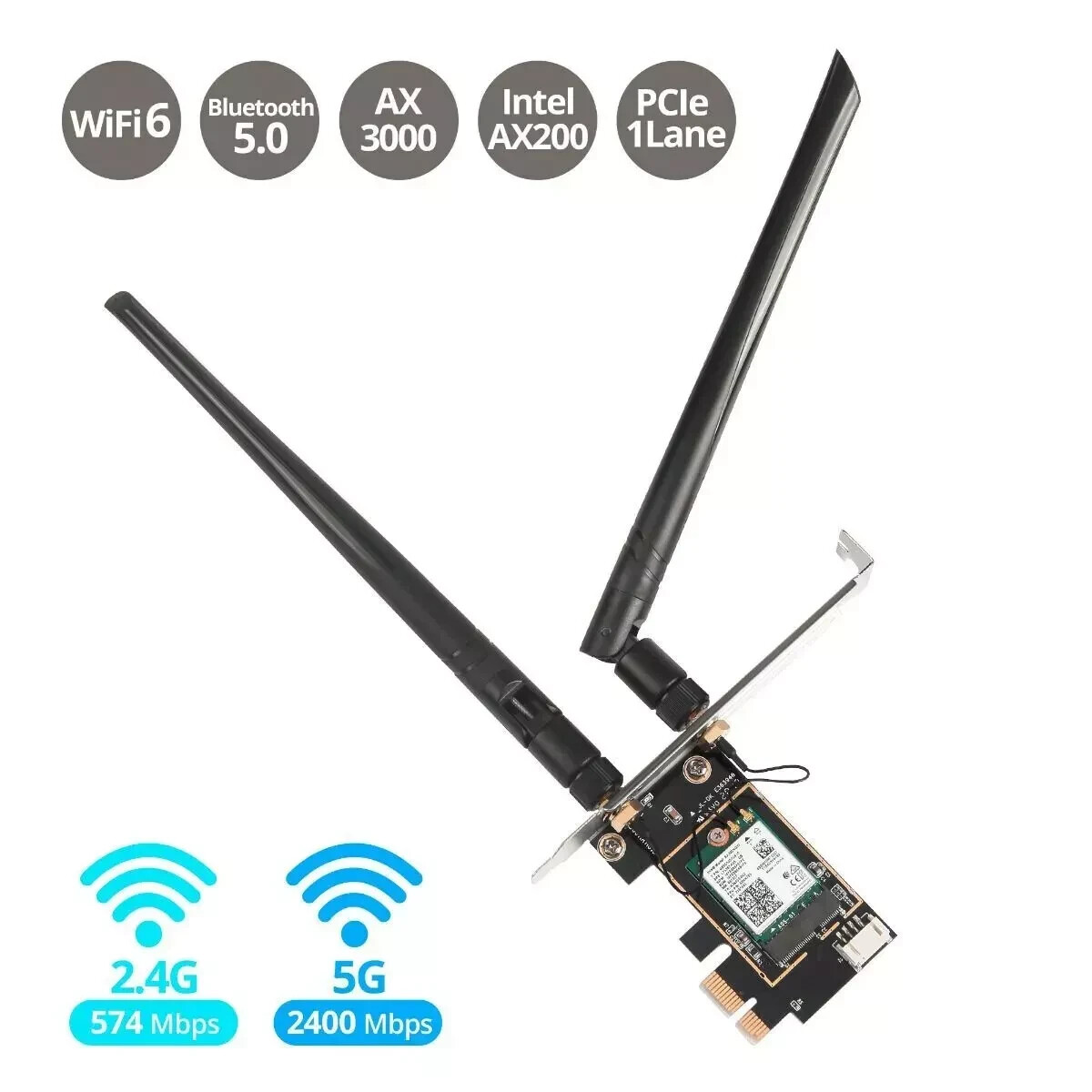 AX3000 WiFi 6 PCIe WiFi Card for Desktop PC Intel AX200 Bluetooth 5.2 Adapter