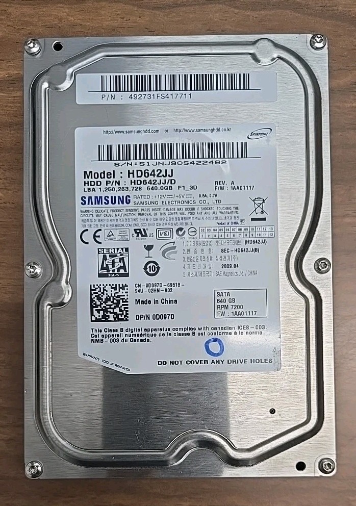 Samsung Spinpoint F1 HD642JJ 640GB Internal 7200RPM 3.5" (HD642JJ) HDD *Set Of 2