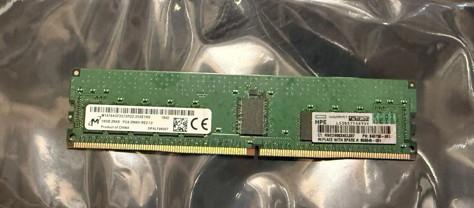 16GB PC4-2666 2Rx8 ECC RDIMM DDR4 Memory (HPE 840756-091 Micron MTA18ASF2G72PDZ)