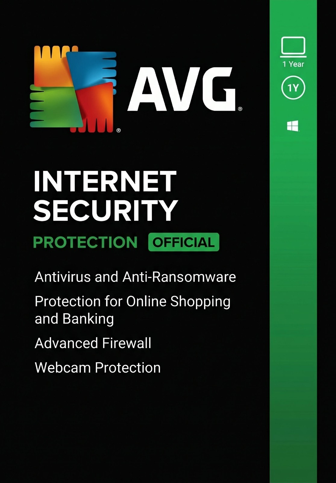 AVG Internet Security 2026 1 Device 1 Year Antivirus Protection