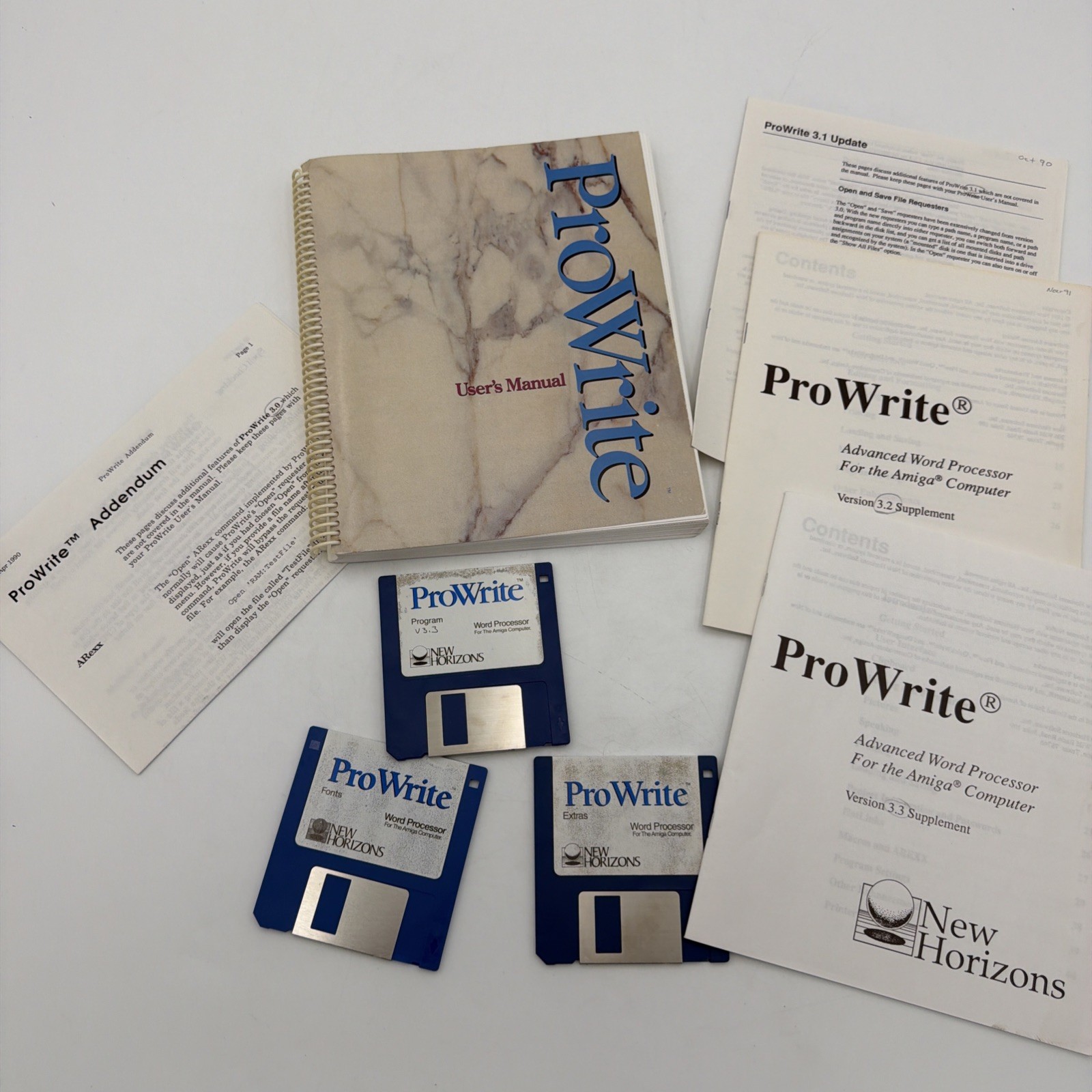 ProWrite 3.3 Commodore Amiga Word Processor 3 Disks Manual Supplements Tested