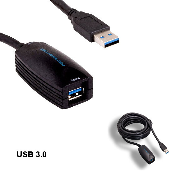 Kentek Black 16' ft Super Speed USB 3.0 Active Repeater Cord 5Gbps Data Transfer