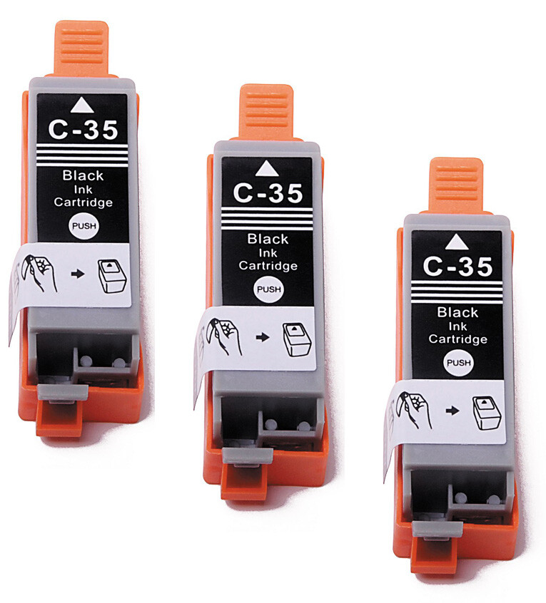 3 Pack BLACK Printer Ink Tanks for PGI-35 Canon Pixma iP100 iP110 TR150 Printer