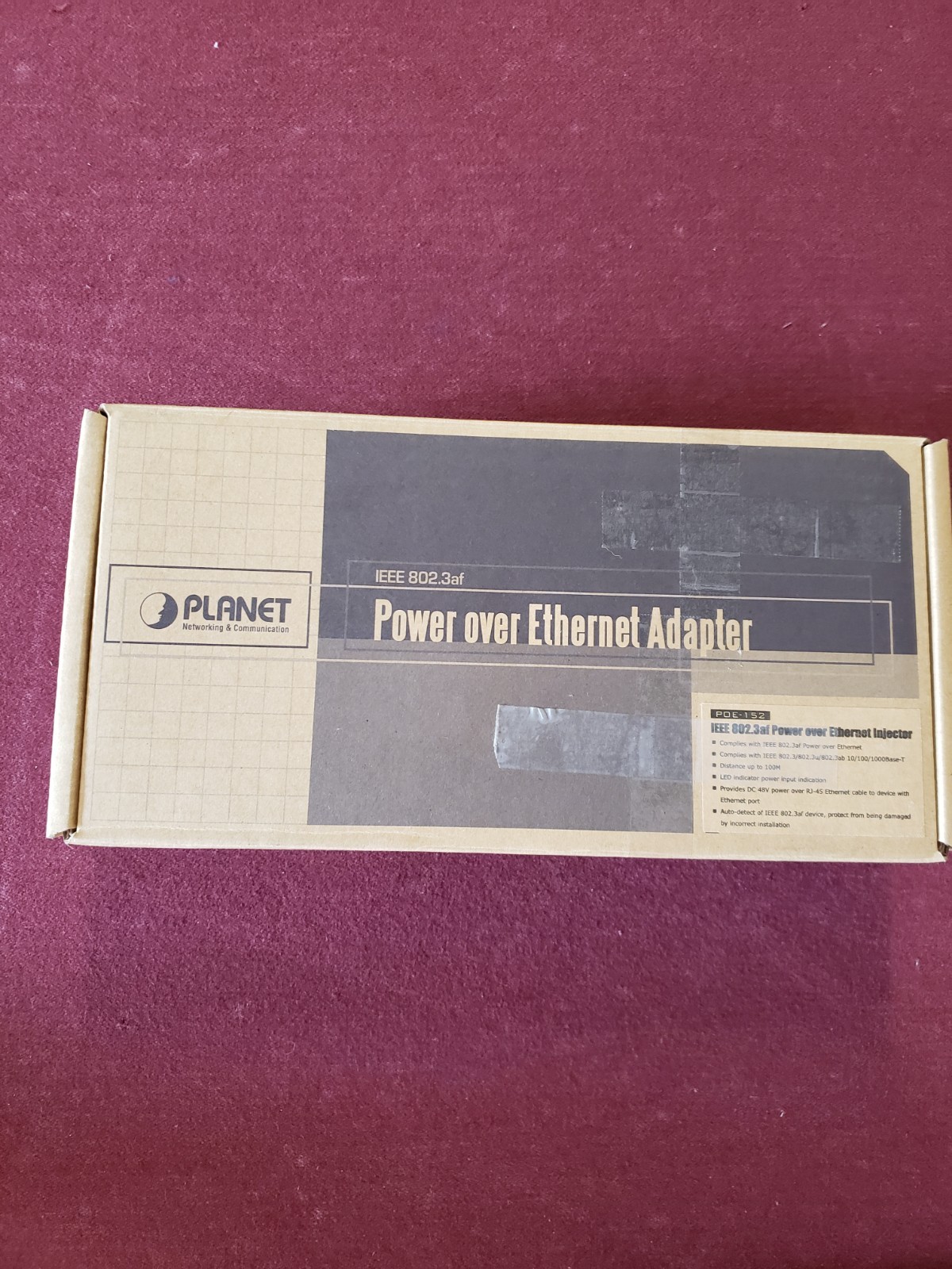 Planet PoE Injector 802.3af  Port 10/100/1000 Mbps (End-Span) POE-152
