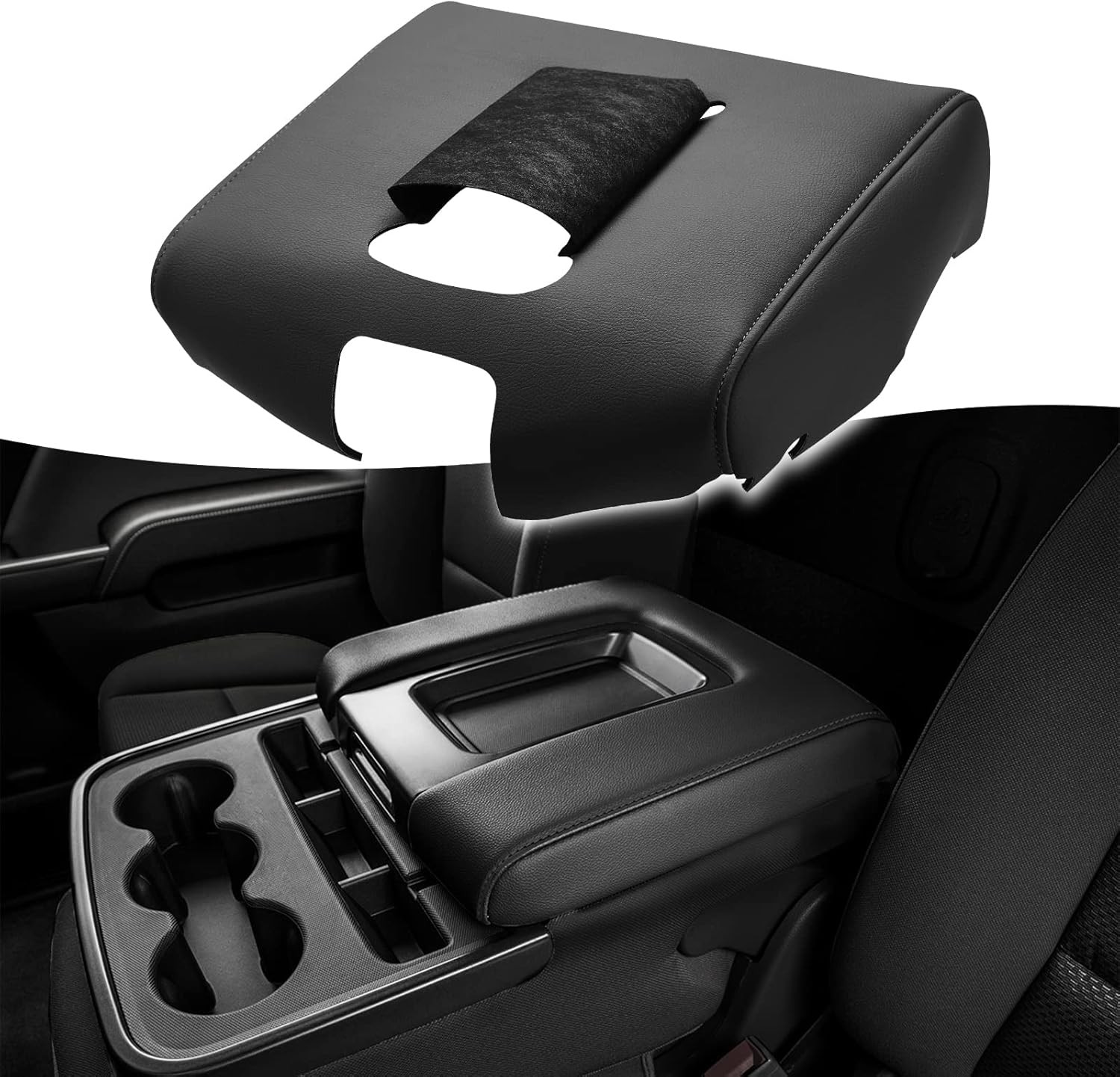 KBH Auto Center Console Jump Seat Console, Silverado Sierra 2014-2018, Black 