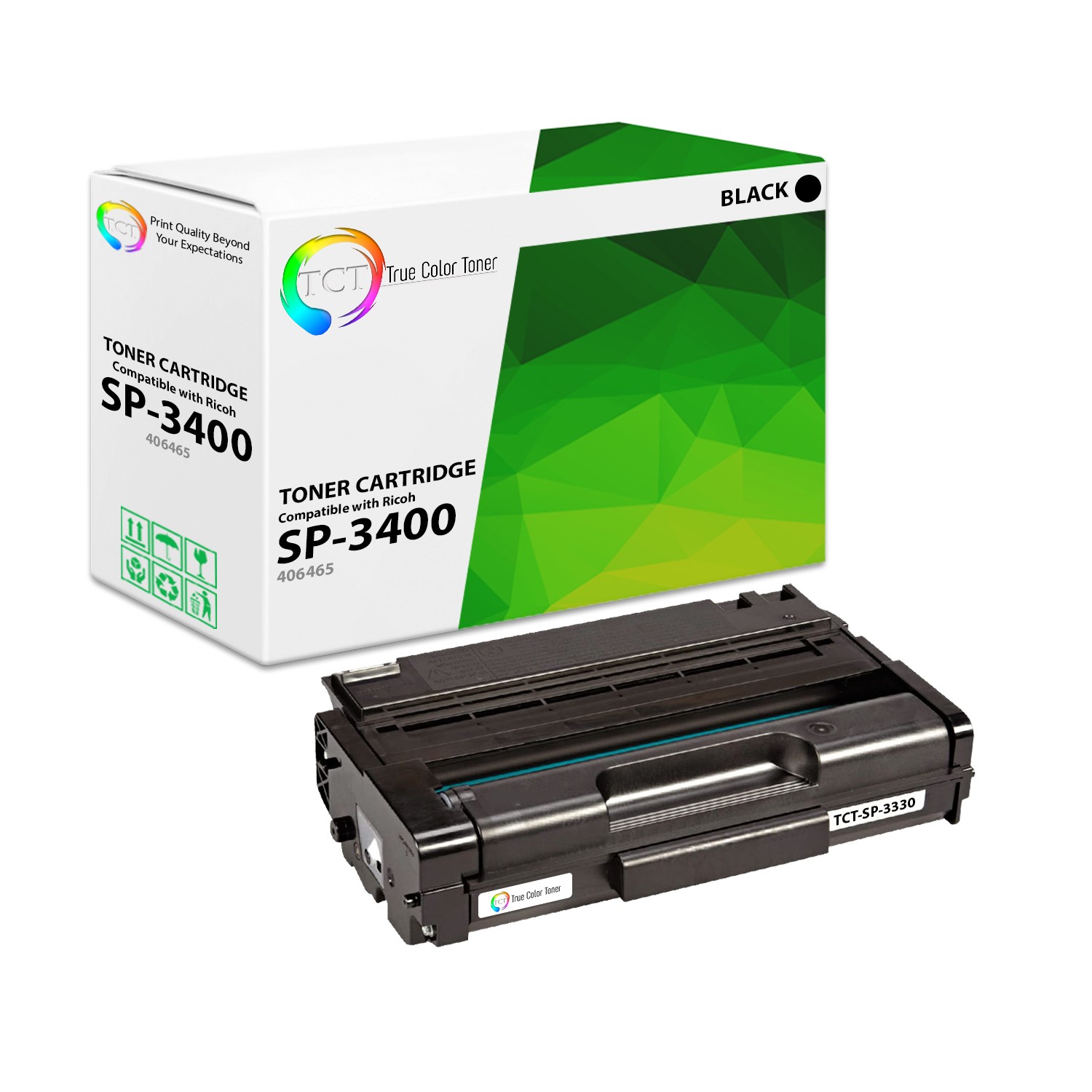 TCT Premium SP-3400 Black for Ricoh Aficio SP3400N SP3400SF Compatible Toner