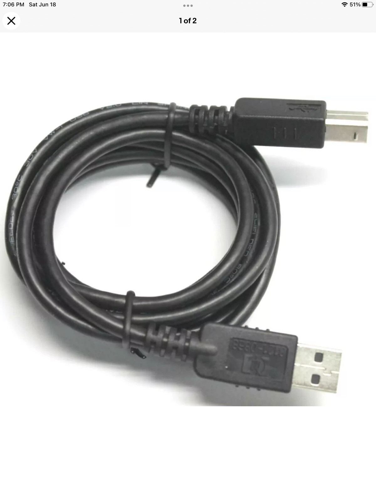 Original HP 8121-0868 USB Printer Scanner Cable Cord Dell Laptop Computer 6.5’
