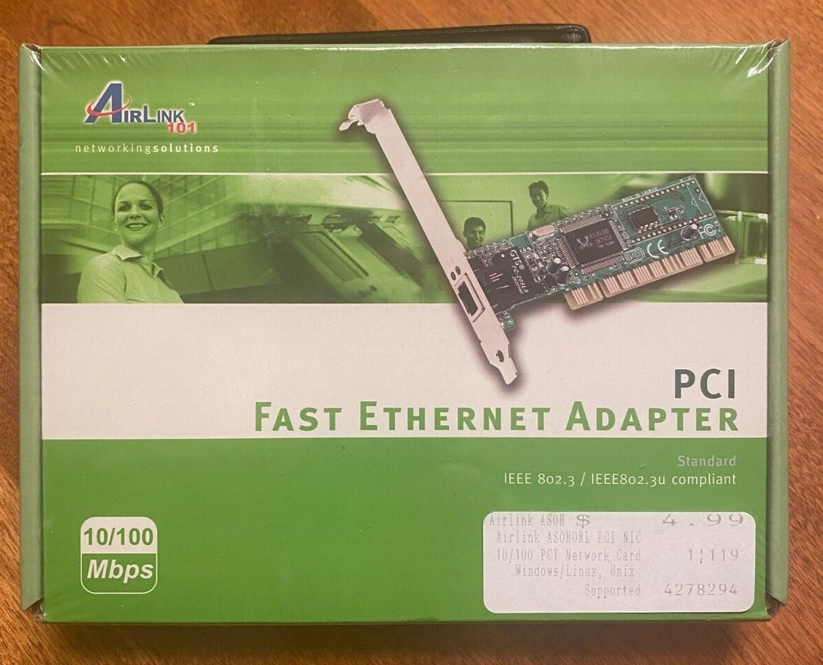 New Sealed AIRLINK 101 PCI FAST ETHERNET ADAPTER 10/100 Mbps IEEE 802.3