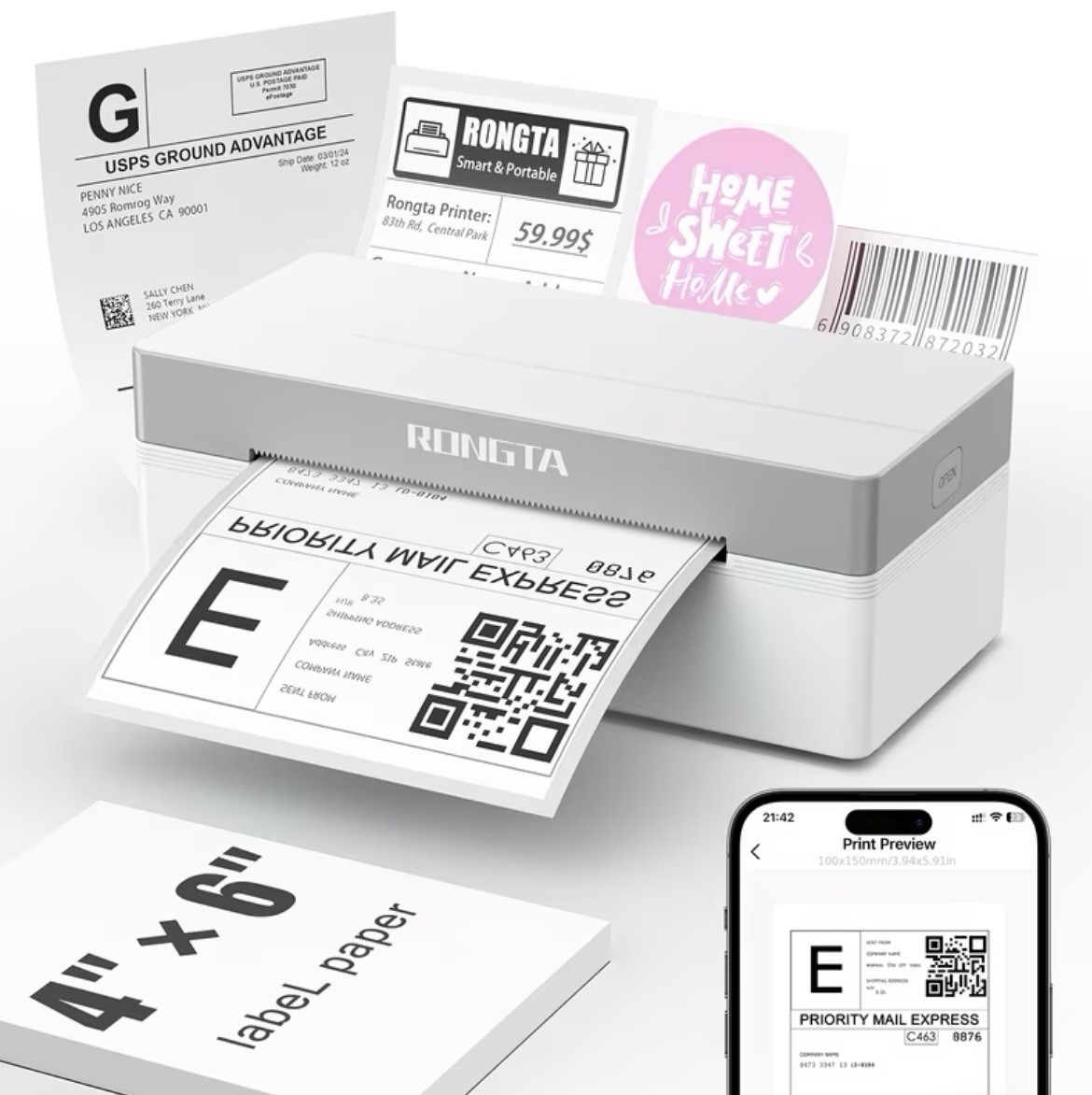 Label Printer Bundle RP425 High-Resolution Thermal With 500 Shipping Labels 4 X6