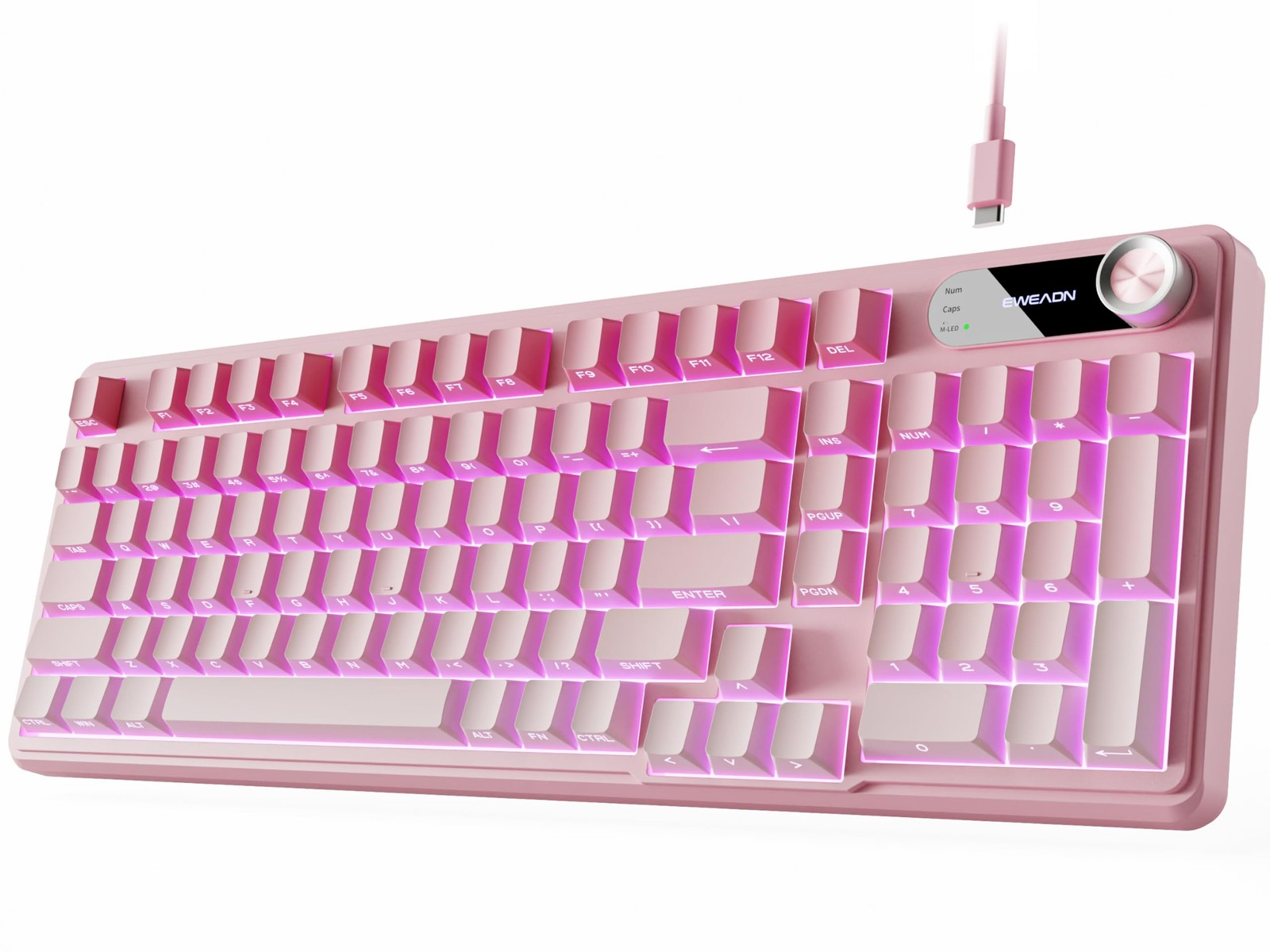 98Key Wired RGB Gaming Keyboard with Display and Knob