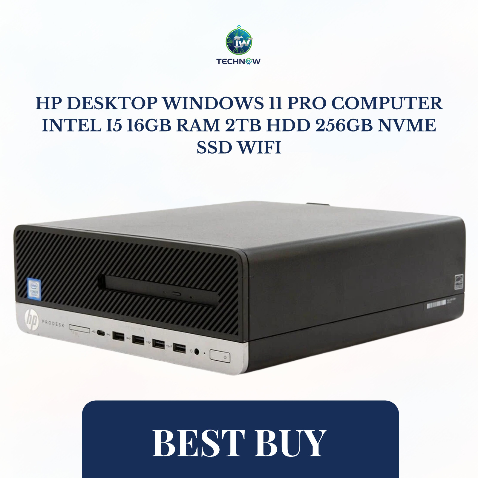 HP Desktop Windows 11 Pro Computer Intel i5 16GB RAM 2TB HDD 256GB NVMe SSD WiFi