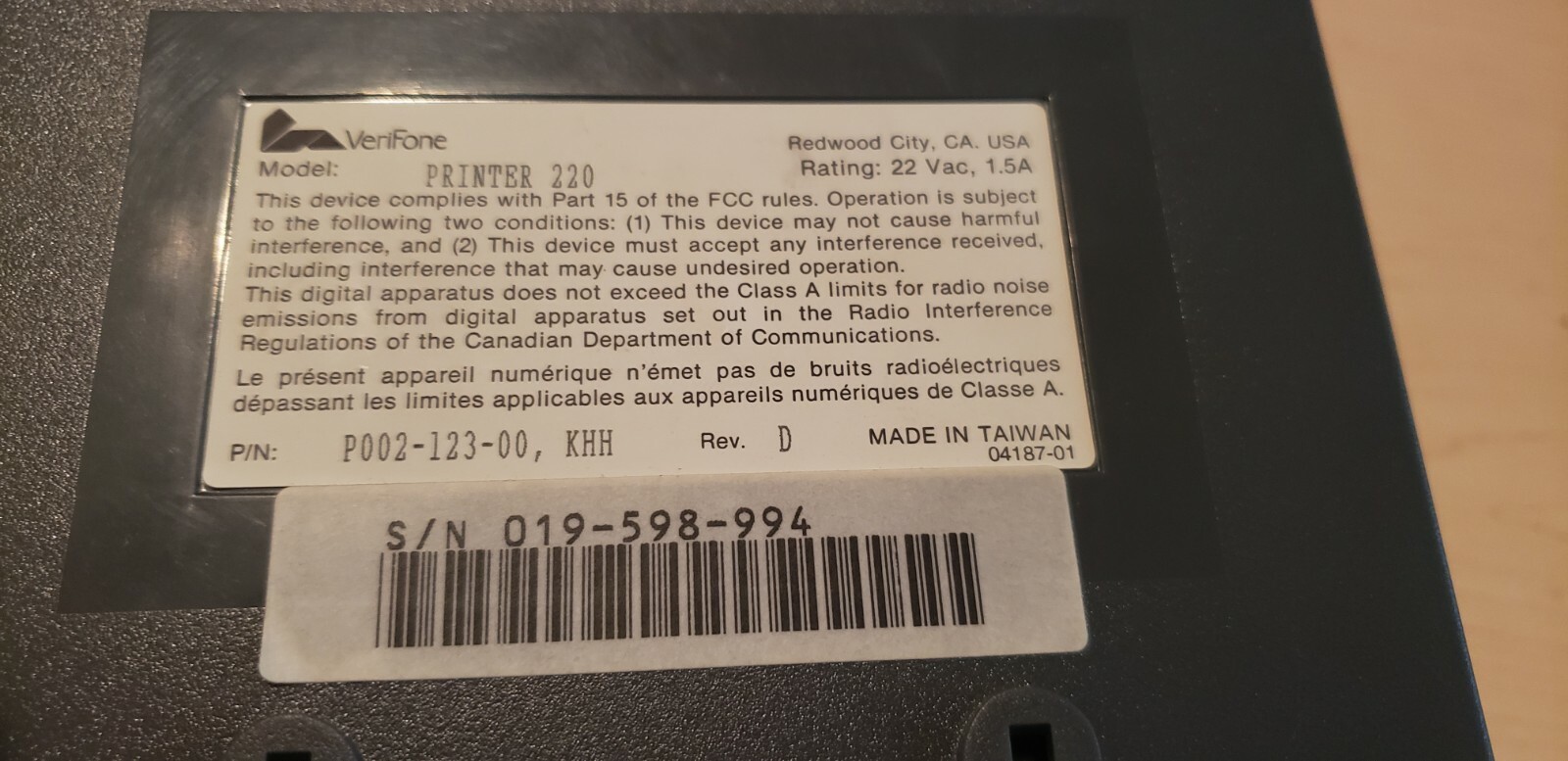Veriphone Printer 220