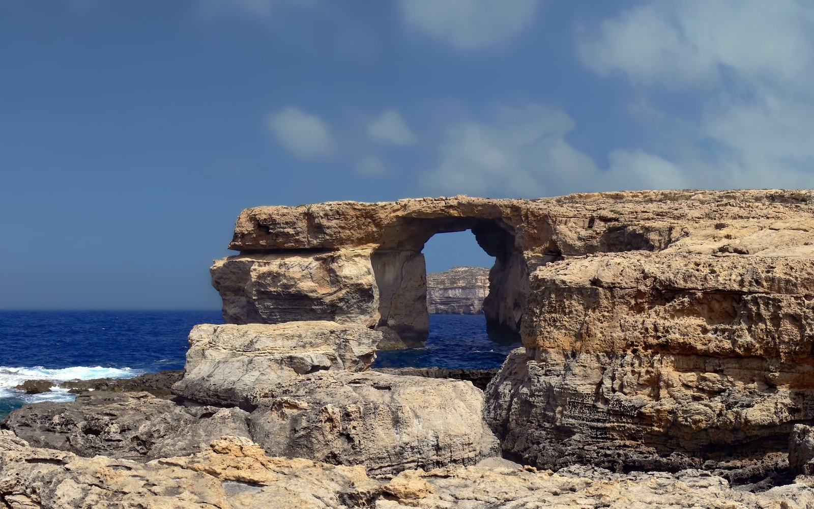 Landscape nature malta arch rock formation sea coast Custom Gaming Mat Desk