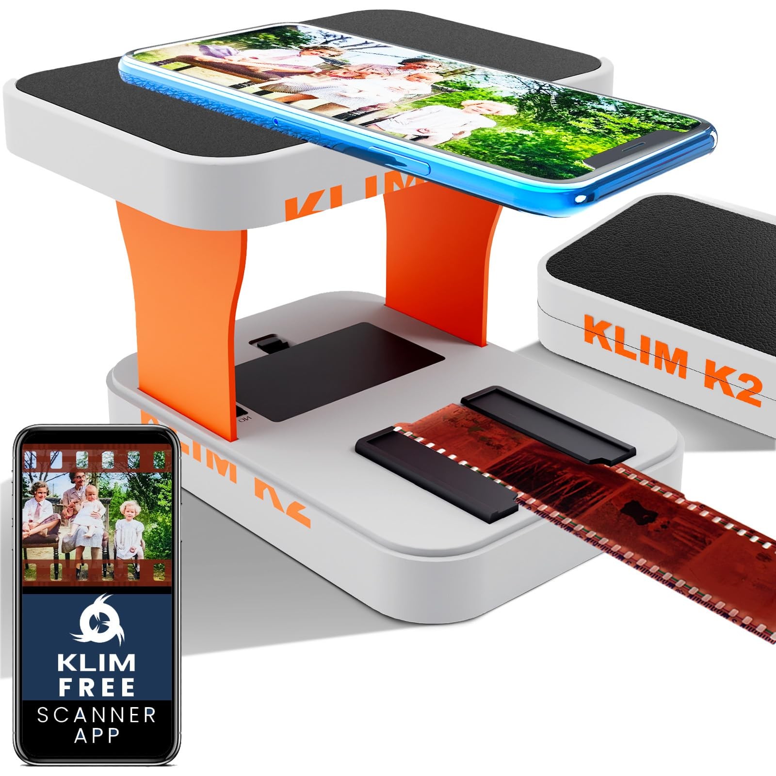 KLIM K2 Mobile Film Scanner 35mm - Free APP - Positive & Orange & Grey