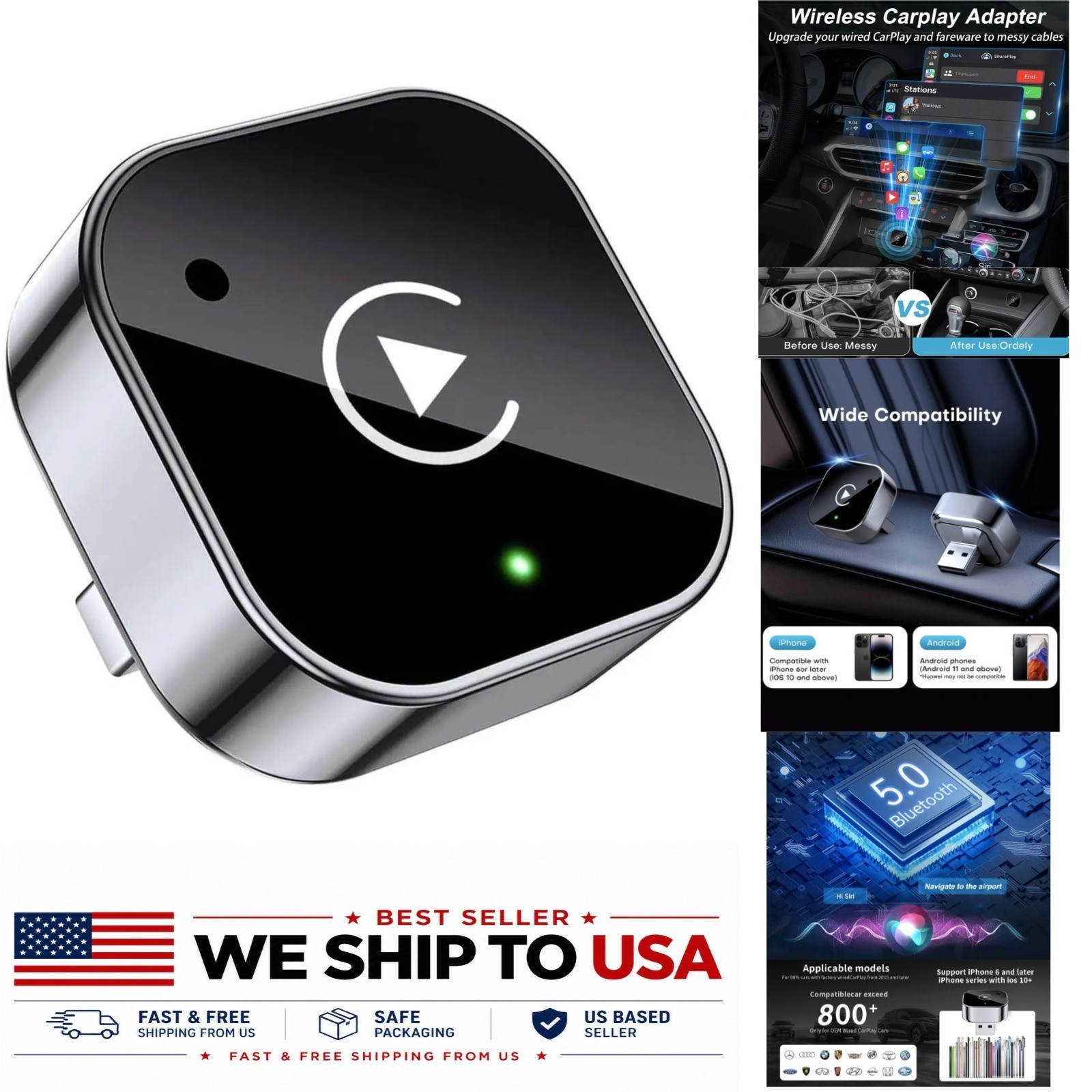 Spedal Wireless CarPlay Android Auto Adapter USB USB-C Dongle