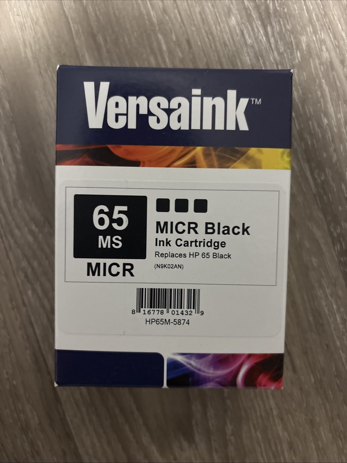 VersaInk-Nano HP 65 MS MICR Black Ink Cartridge for Check Printing, 1